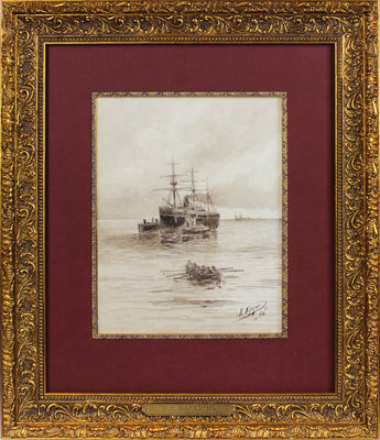 Каразин Николай Николаевич. Теплоход и прогулочная шлюпка в море 